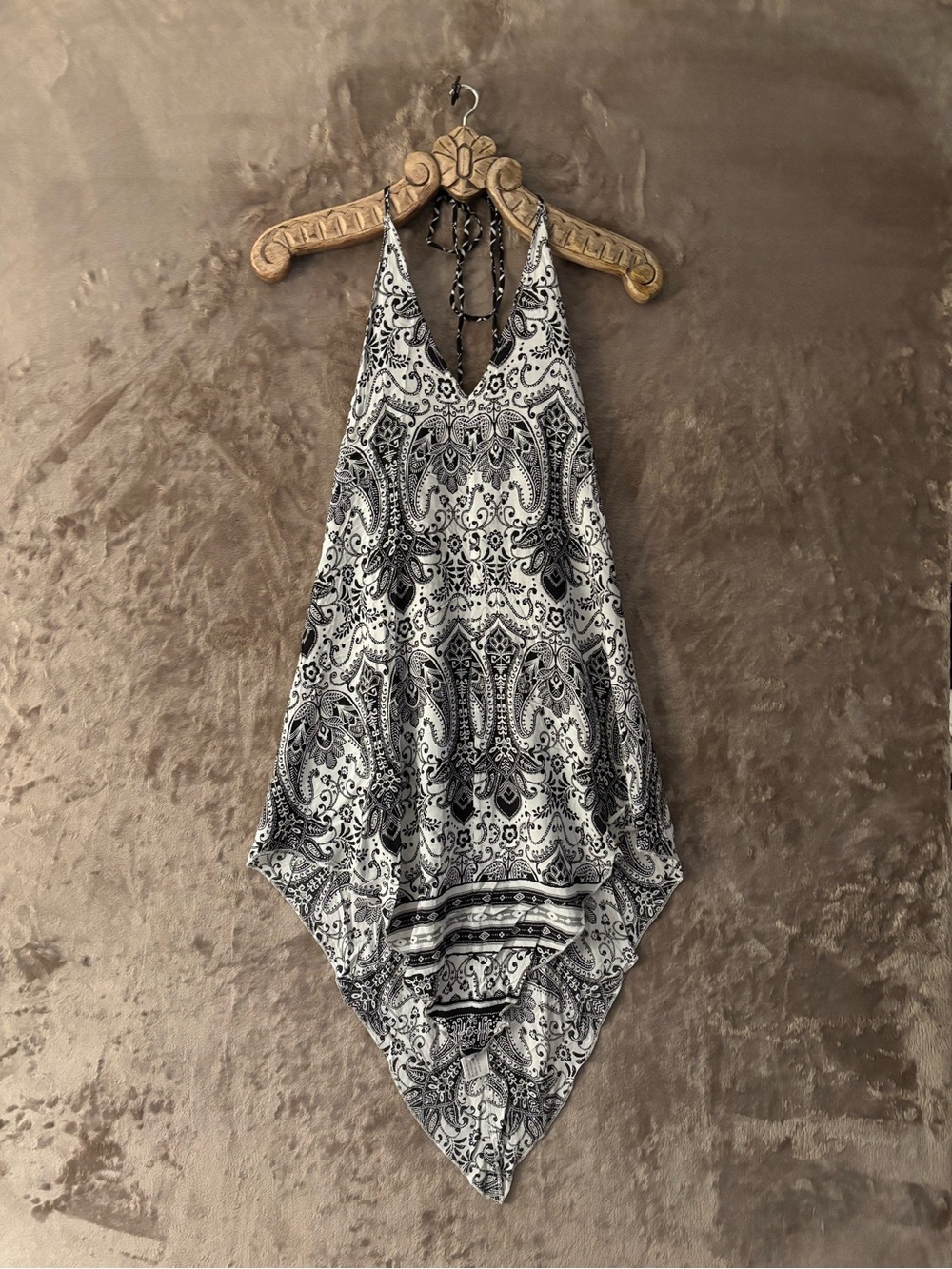 ANGL Women’s Black & White Paisley Halter Dress Size S
